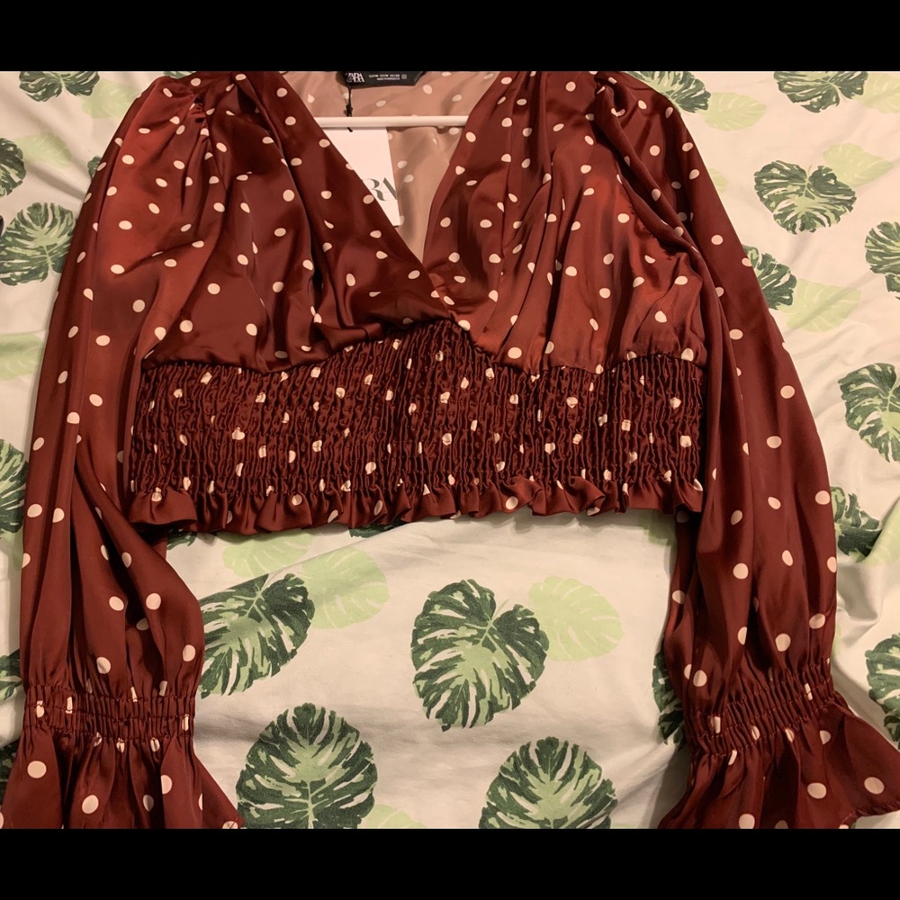 zara polka dot sleeve top